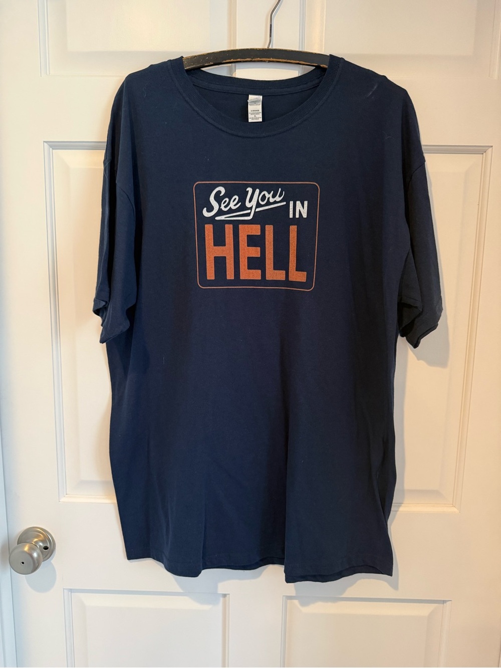 Blue Graphic "See You in Hell" Tee Shirt